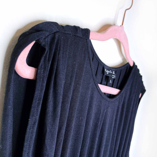 agnes b black smocked waist knit dress - size 2