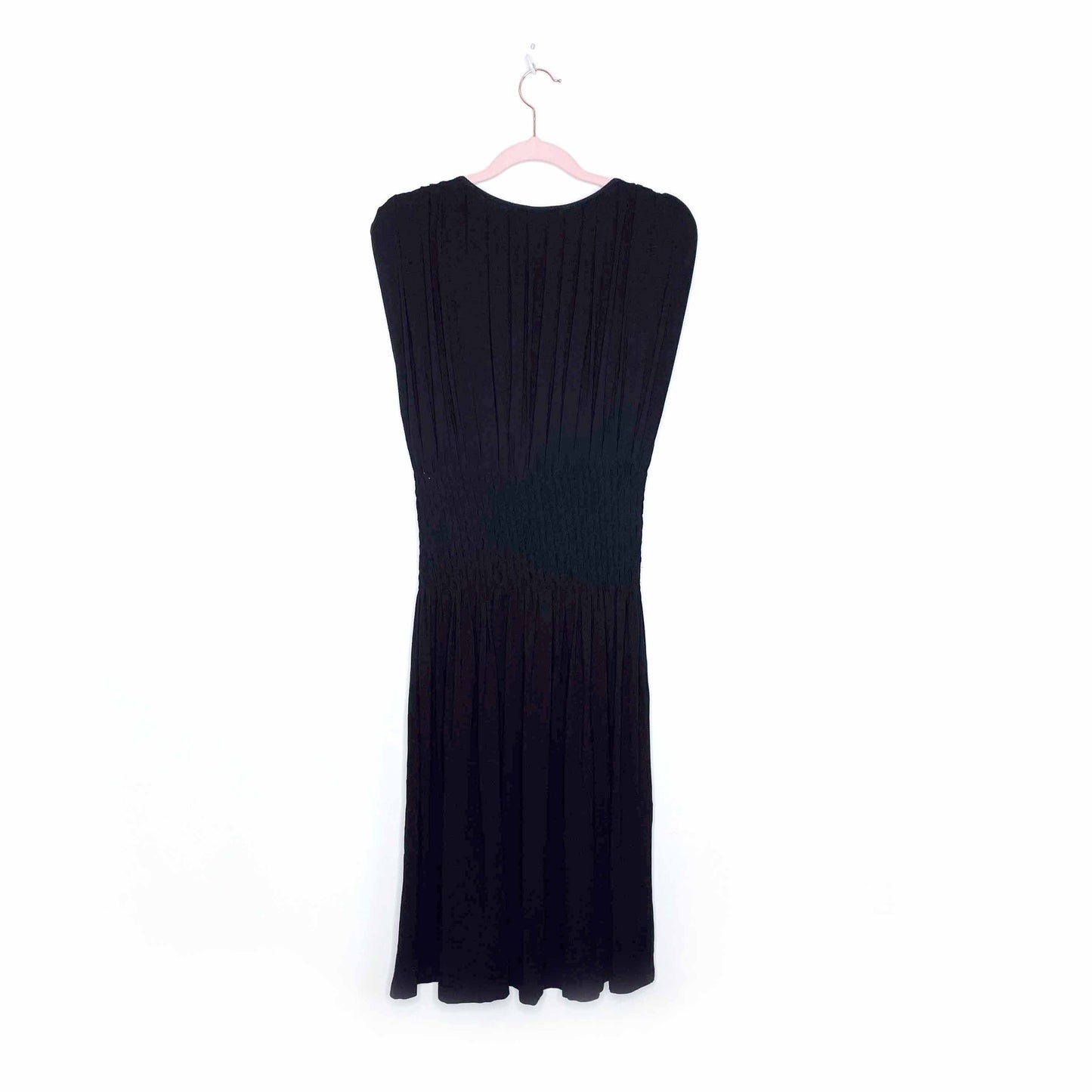 agnes b black smocked waist knit dress - size 2