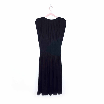 agnes b black smocked waist knit dress - size 2