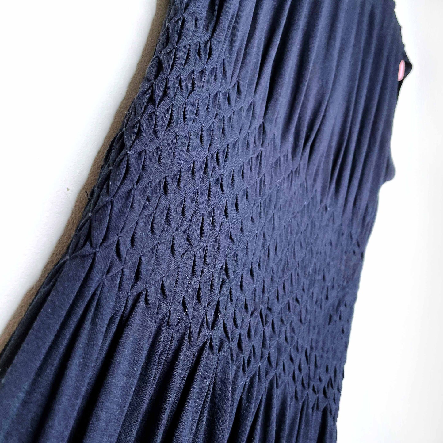 agnes b black smocked waist knit dress - size 2