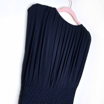 agnes b black smocked waist knit dress - size 2