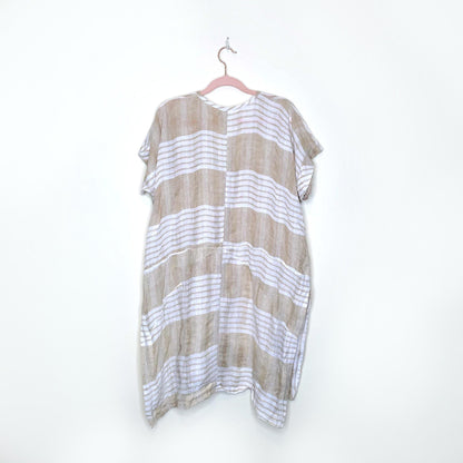 akemi + kin oversized striped linen tunic cover up - size small