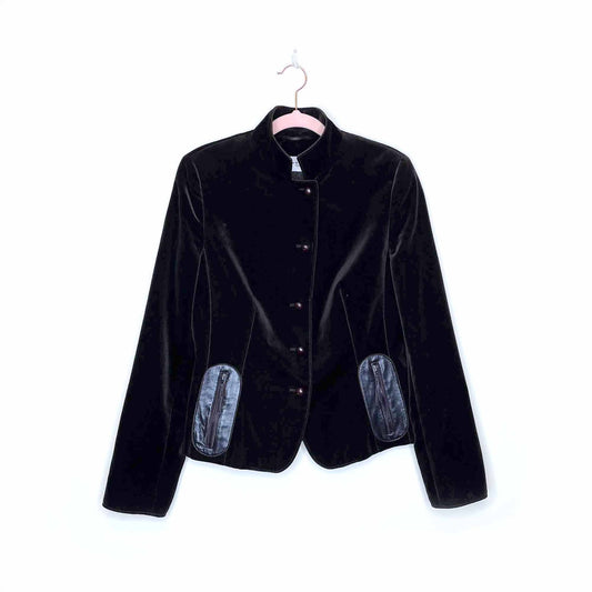akris punto velvet leather equestrian blazer - size 8
