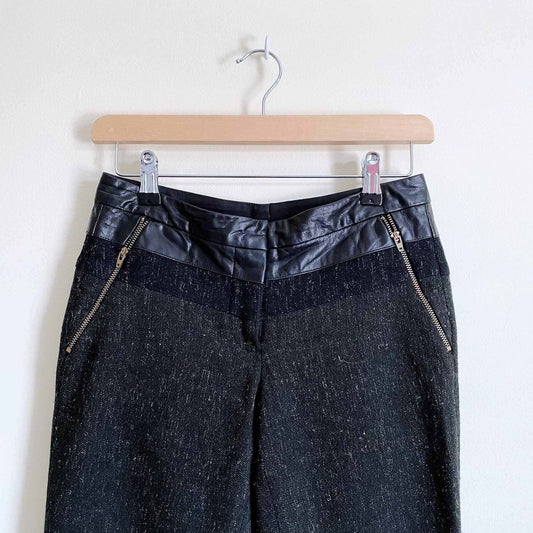 A.L.C. leather and wool panel slim trouser - size 0