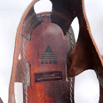 vintage aldo 50's style leather woven fisherman sandal - size 40