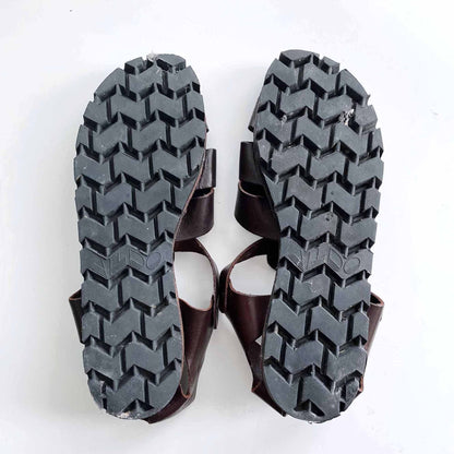 vintage aldo 50's style leather woven fisherman sandal - size 40