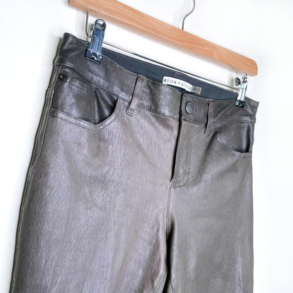 alice + olivia brown lambskin leather skinny pants - size 6