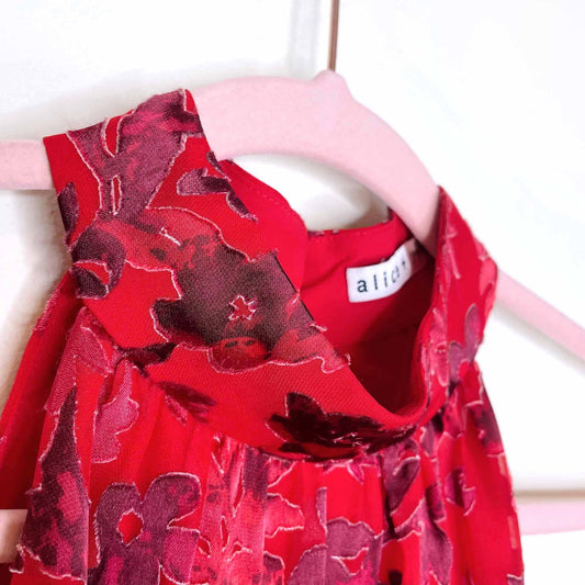 alice + olivia ingrid floral print satin-silk halter top - size small