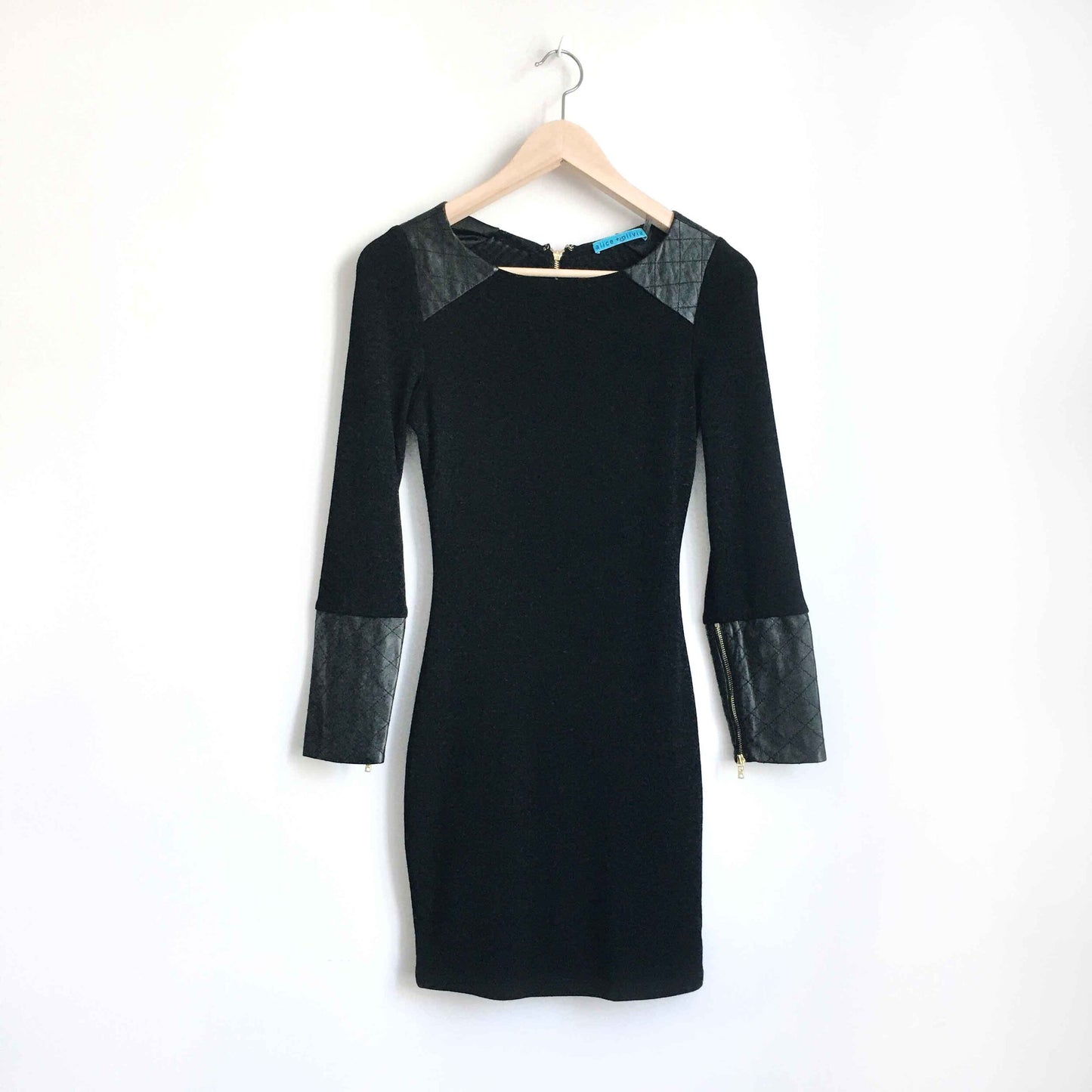 Alice + Olivia Daynah leather accent dress - size Small