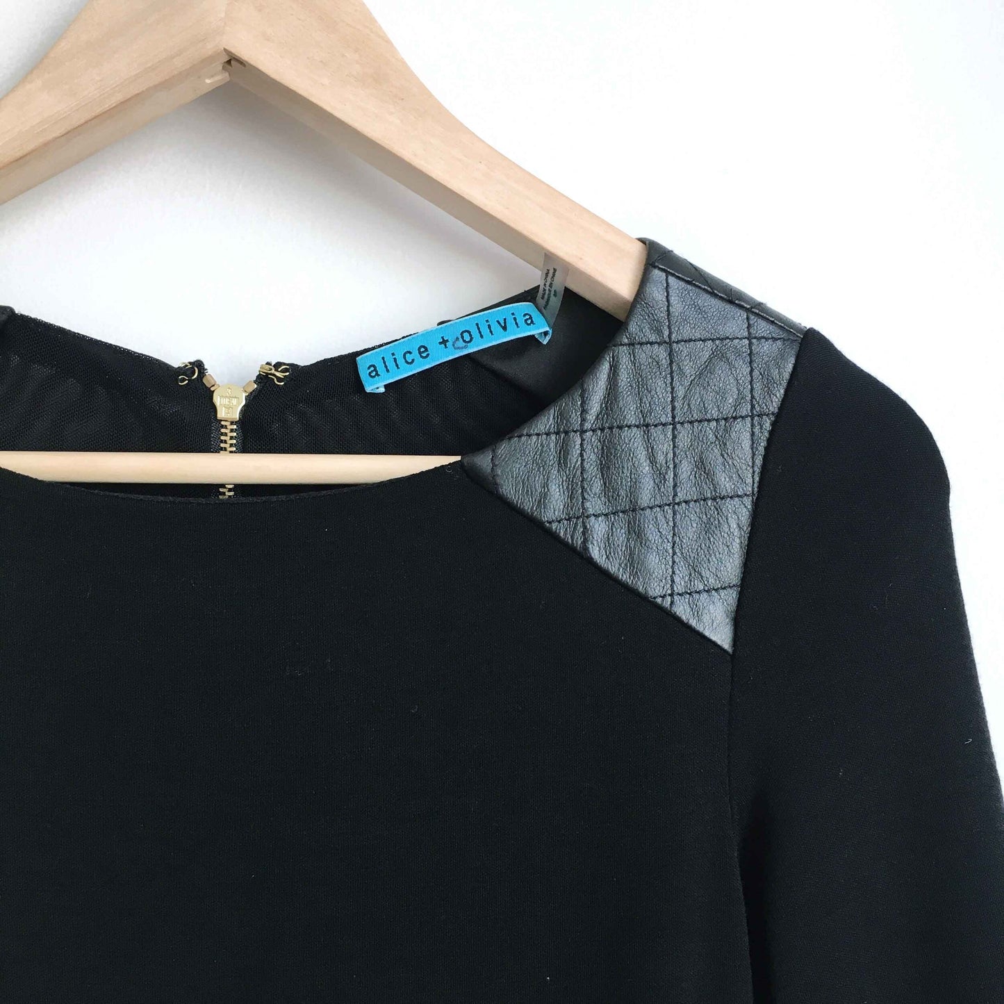 Alice + Olivia Daynah leather accent dress - size Small