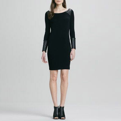 Alice + Olivia Daynah leather accent dress - size Small