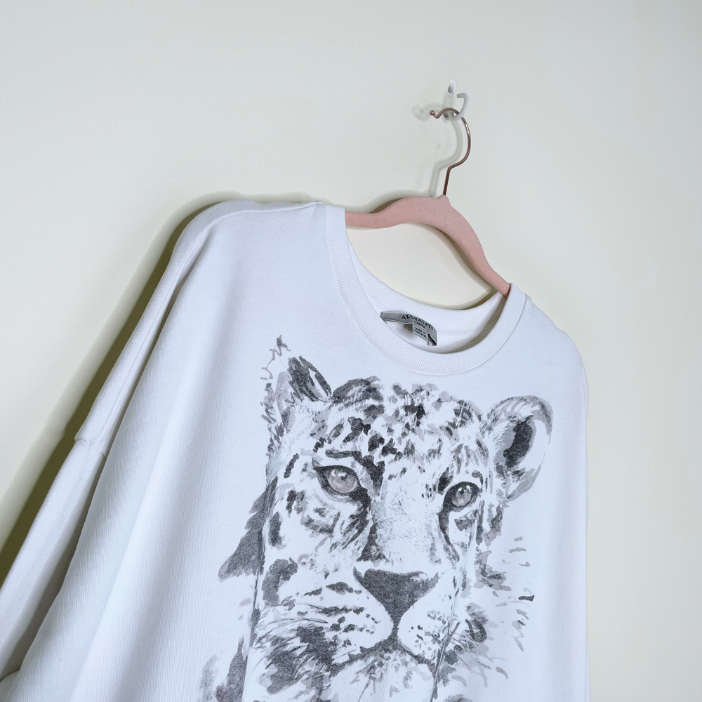 all saints white tiger javan lo sweatshirt - size large
