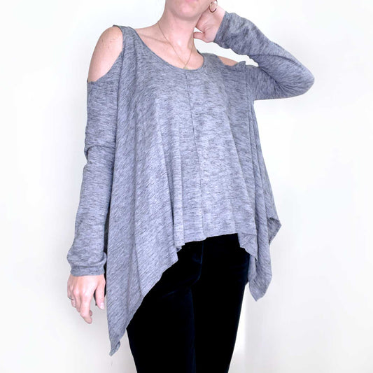 all saints grey disclose cold shoulder sweater - size 10