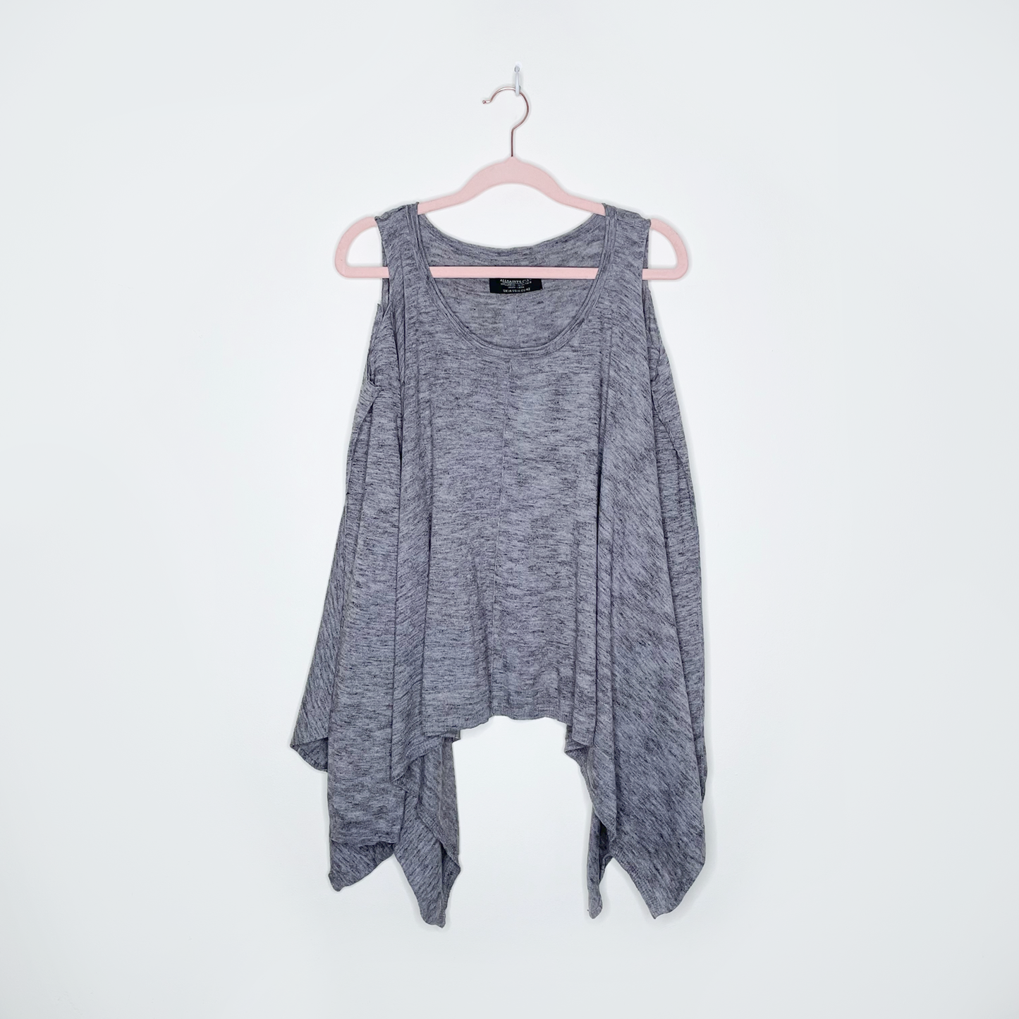 all saints grey disclose cold shoulder sweater - size 10