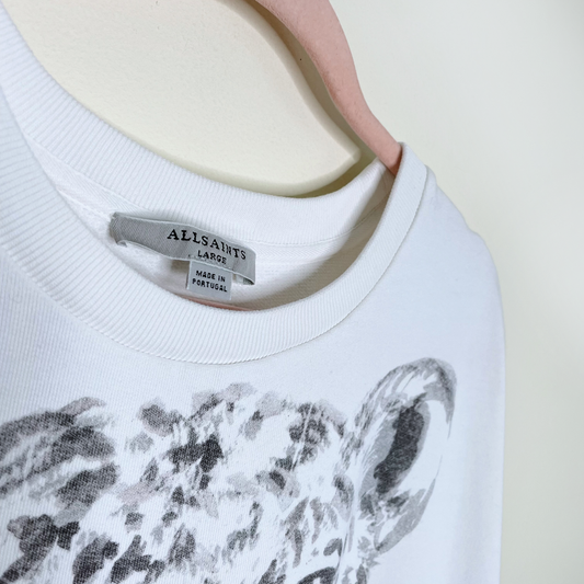 all saints white tiger javan lo sweatshirt - size large