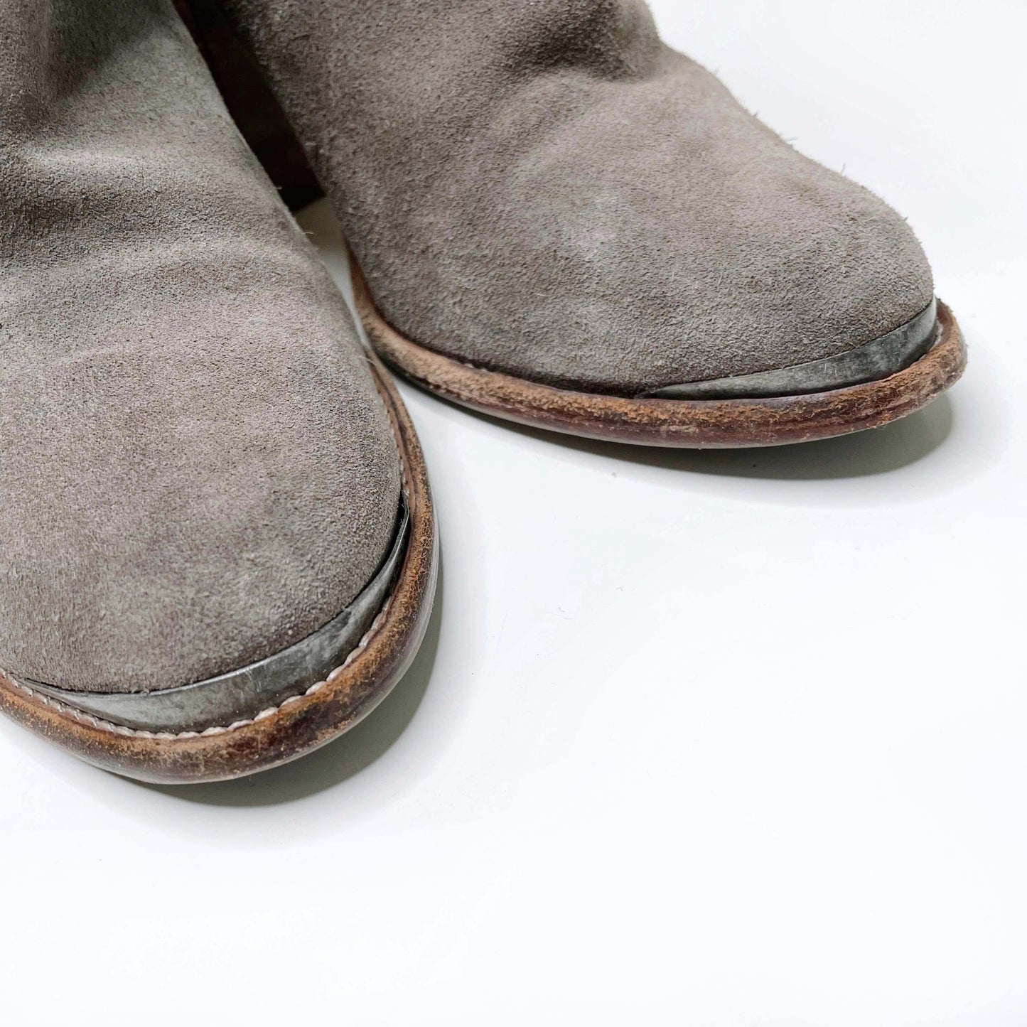 all saints suede light brown heeled bootie - size 8