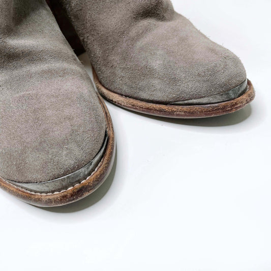 all saints suede light brown heeled bootie - size 8