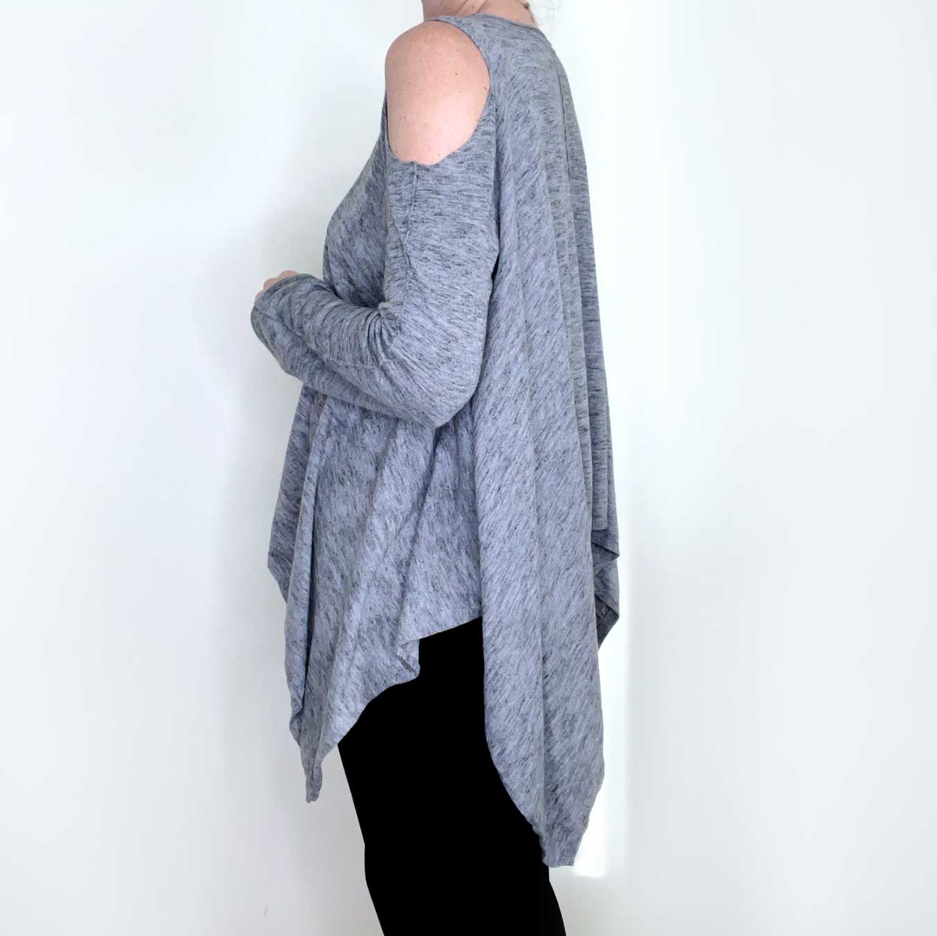 all saints grey disclose cold shoulder sweater - size 10