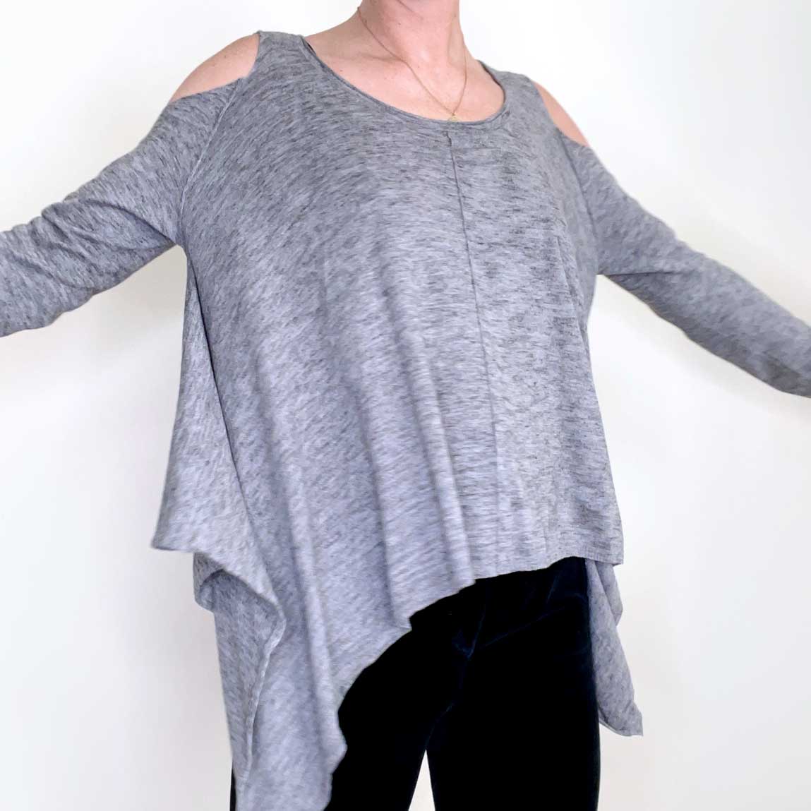 all saints grey disclose cold shoulder sweater - size 10