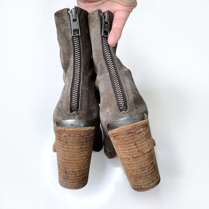 all saints suede light brown heeled bootie - size 8
