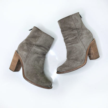 all saints suede light brown heeled bootie - size 8