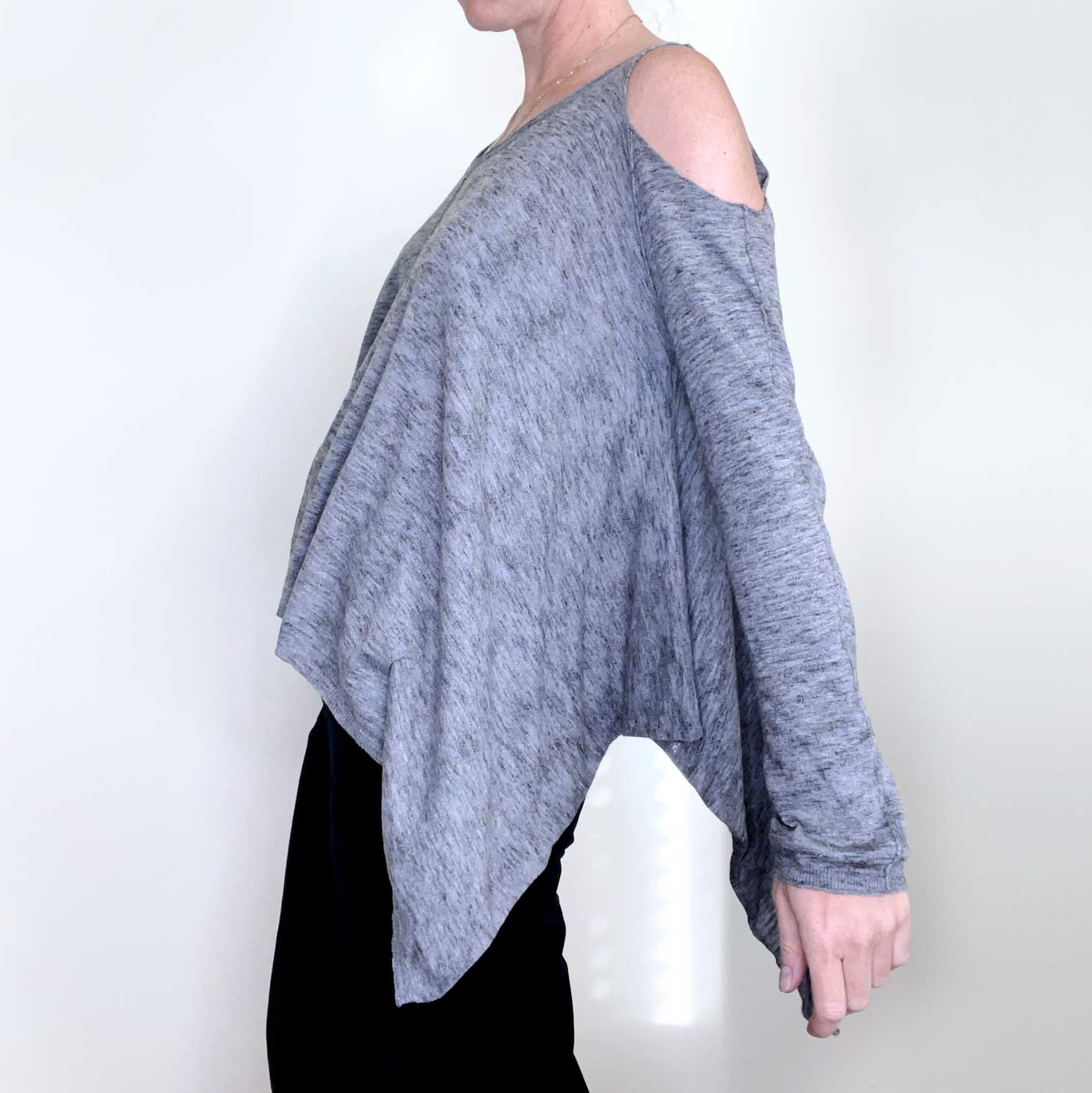 all saints grey disclose cold shoulder sweater - size 10
