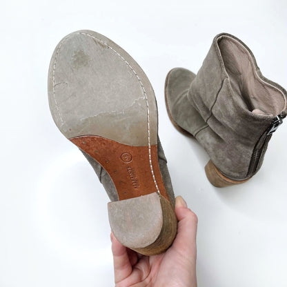 all saints suede light brown heeled bootie - size 8