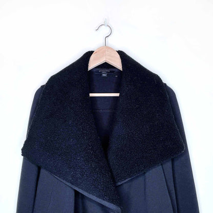 all saints bora sherpa collar sweatshirt jacket - size small