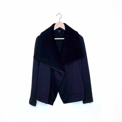 all saints bora sherpa collar sweatshirt jacket - size small