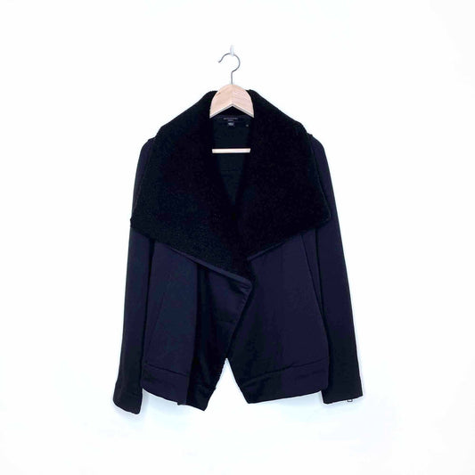 all saints bora sherpa collar sweatshirt jacket - size small