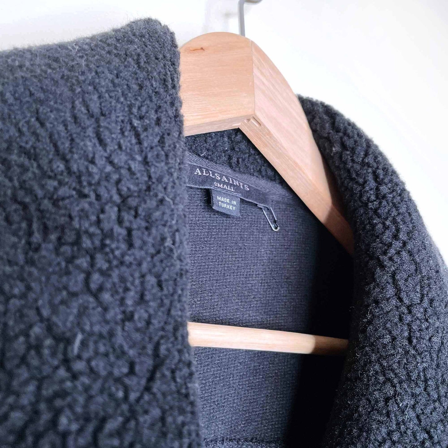 all saints bora sherpa collar sweatshirt jacket - size small