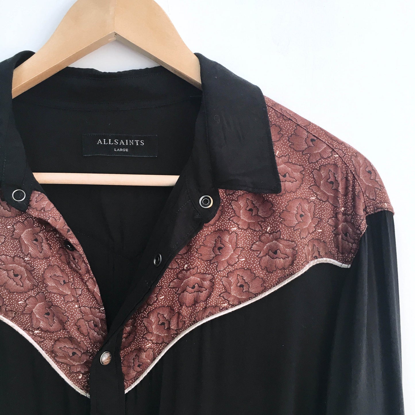 All Saints Wynona snap button shirt - size Large