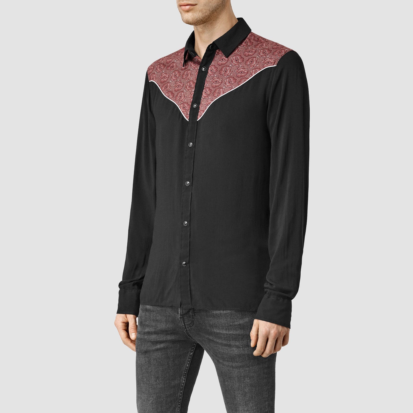 All Saints Wynona snap button shirt - size Large