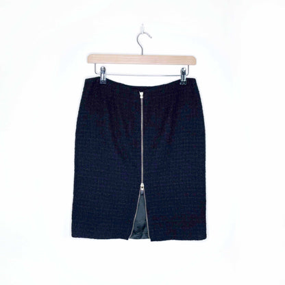 alexander mcqueen black wool boucle zipper skirt - size 42