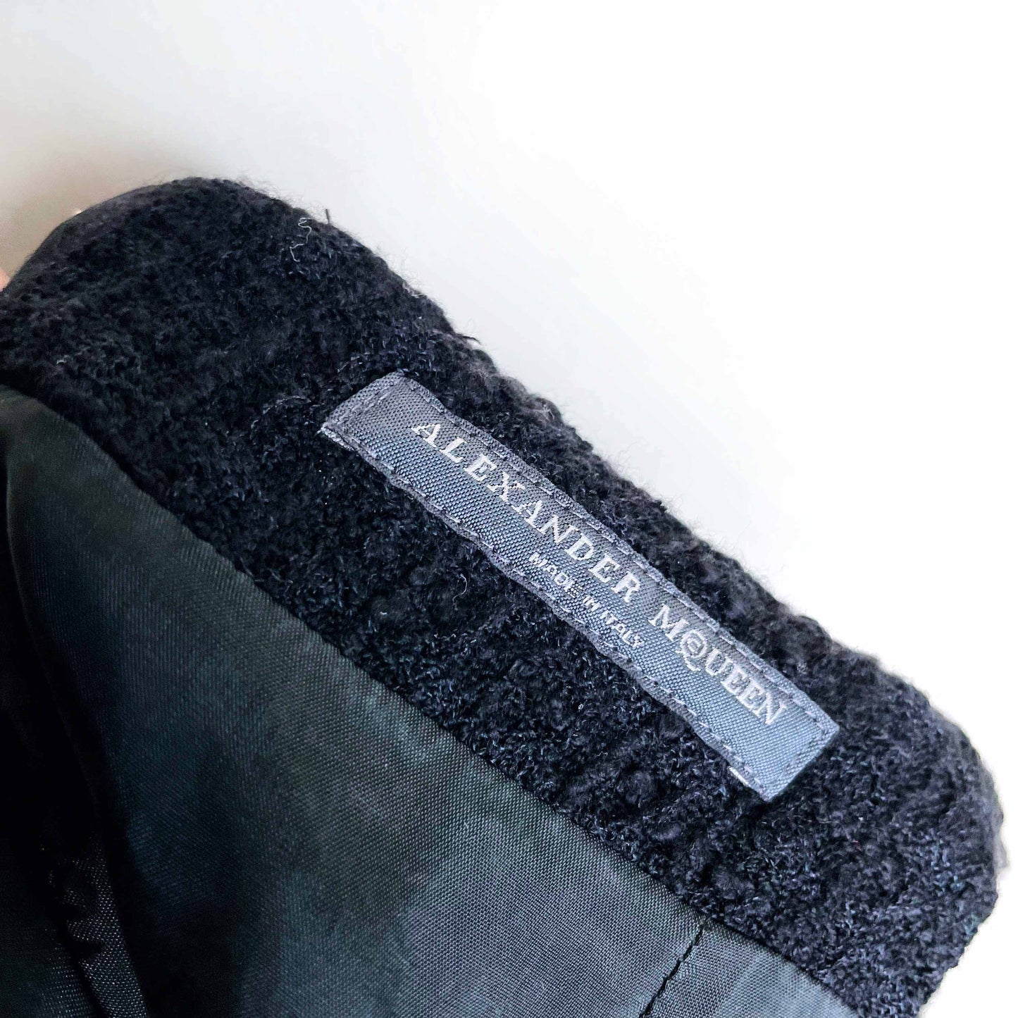 alexander mcqueen black wool boucle zipper skirt - size 42