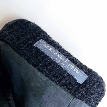 alexander mcqueen black wool boucle zipper skirt - size 42