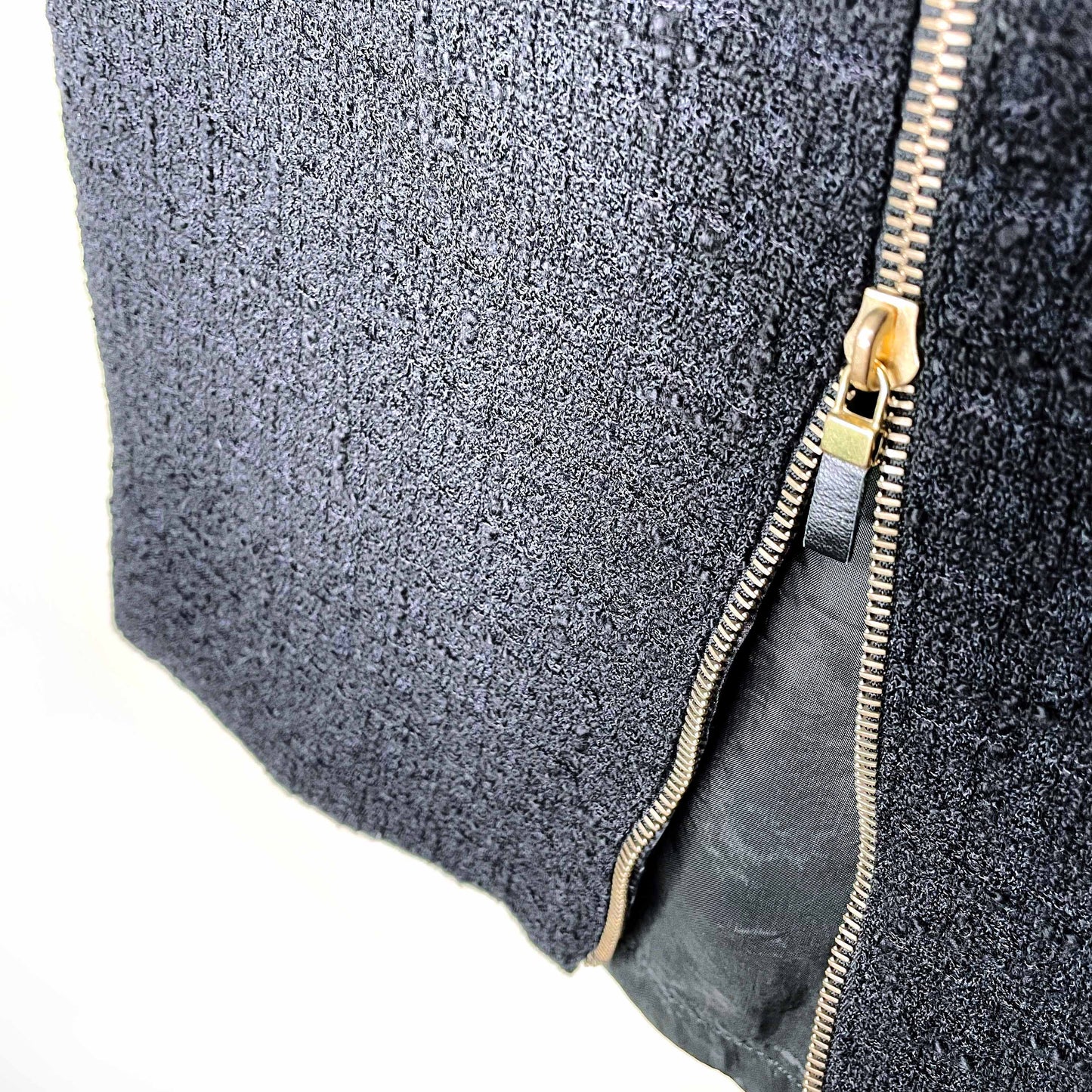 alexander mcqueen black wool boucle zipper skirt - size 42