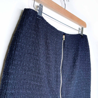 alexander mcqueen black wool boucle zipper skirt - size 42