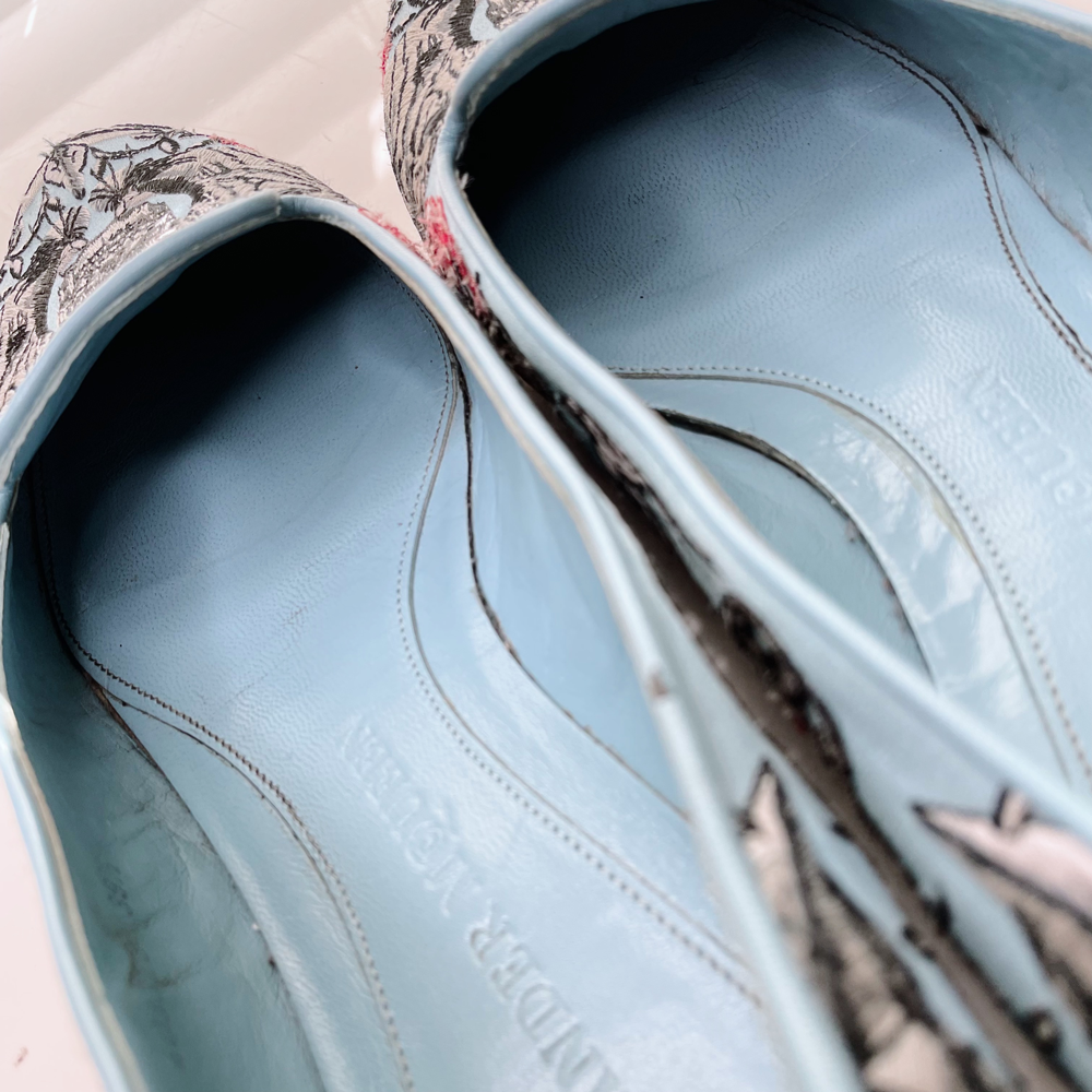 alexander mcqueen embroidered silk tiger skull smoking slippers - size 39.5