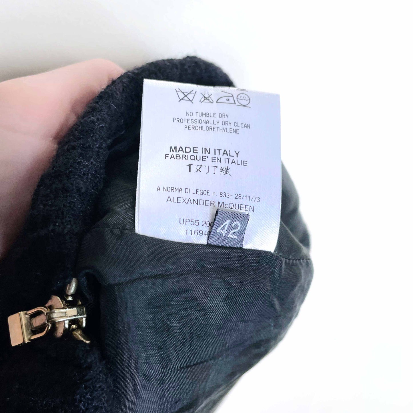 alexander mcqueen black wool boucle zipper skirt - size 42