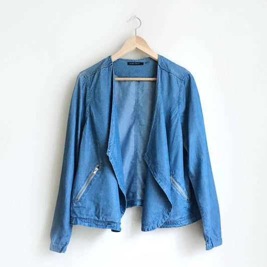 Amanda Green chambray open moto jacket - size Medium