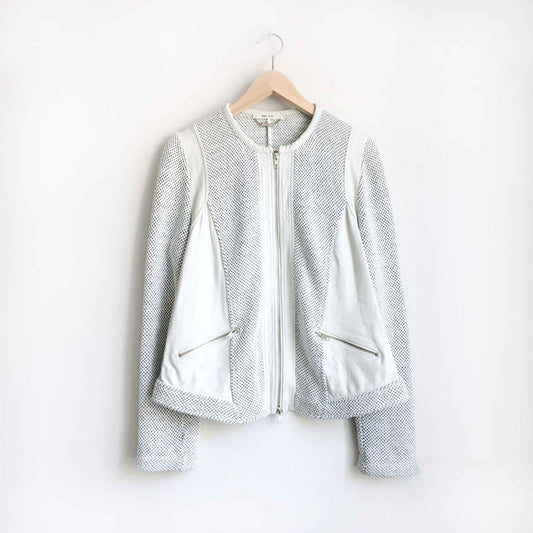 Ams Pure knit jacket with leather details - size 14