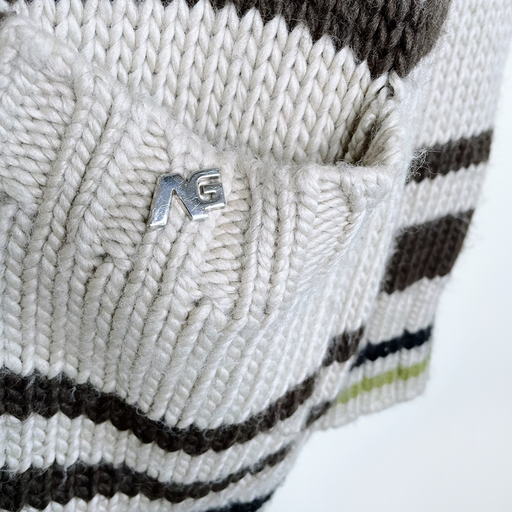 analog by burton knit wool blend indian chief cardigan with patch - size medium