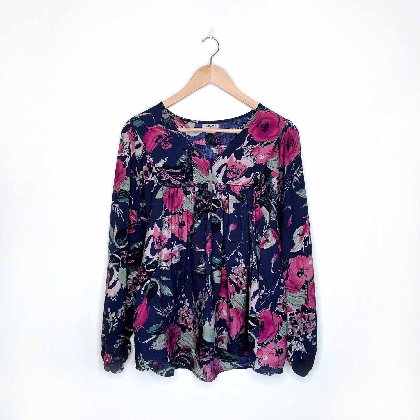 anama floral boho oversized blouse - size xs