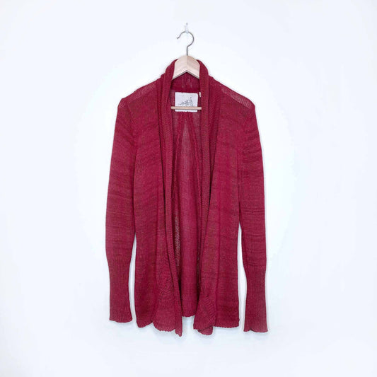 angel of the north red linen open cardigan sweater - size medium