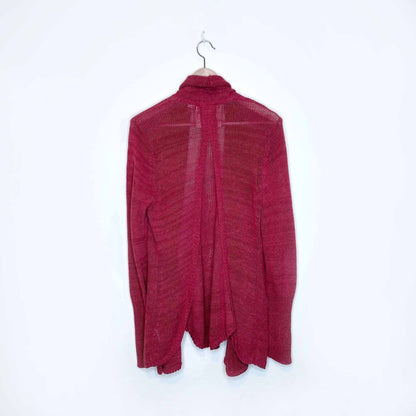 angel of the north red linen open cardigan sweater - size medium