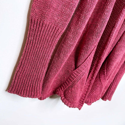 angel of the north red linen open cardigan sweater - size medium