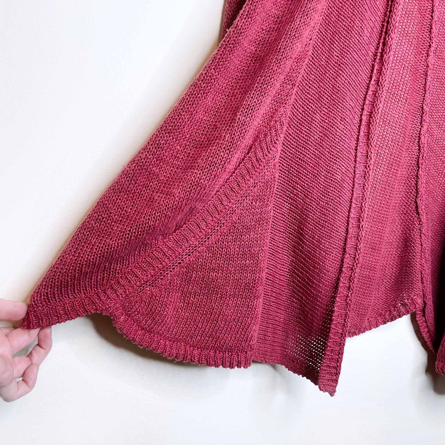 angel of the north red linen open cardigan sweater - size medium