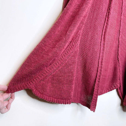 angel of the north red linen open cardigan sweater - size medium