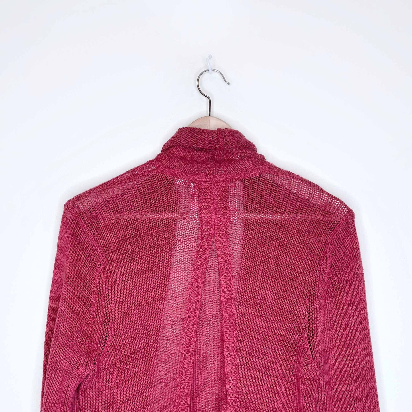 angel of the north red linen open cardigan sweater - size medium